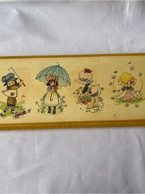 Vintage Print With Cute Holly Hobbie Style Girls